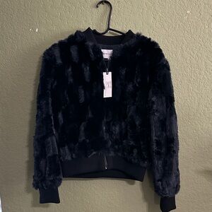 cupcakes & cashmere Black Faux Fur Bomber
